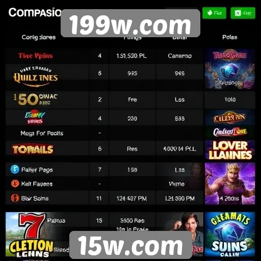 Comparação de jogos populares disponíveis no 199w.com